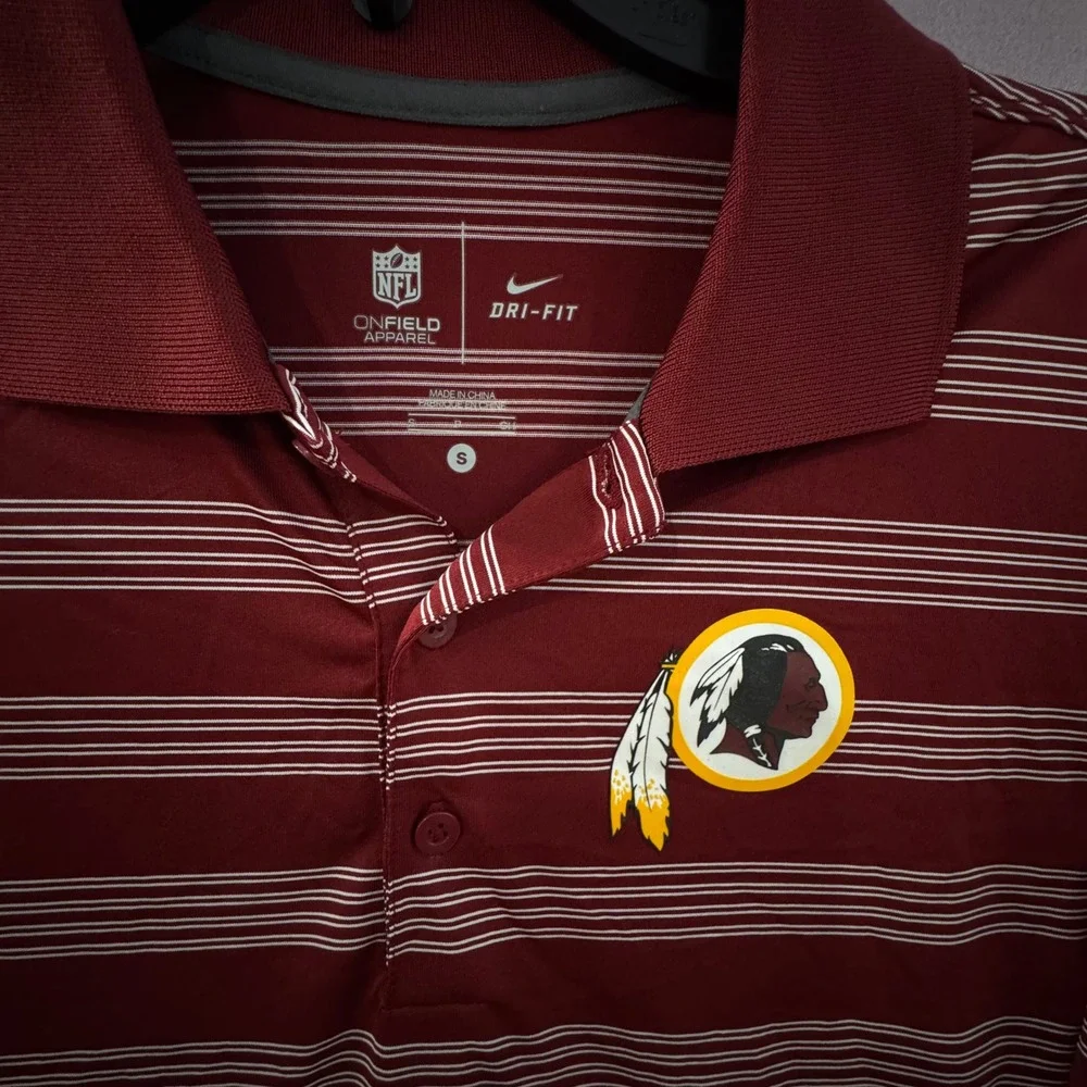 Nike Dri‎ Fit NFL Washington Redskins On-Field Polo Shirt Men's Size S Burgundy